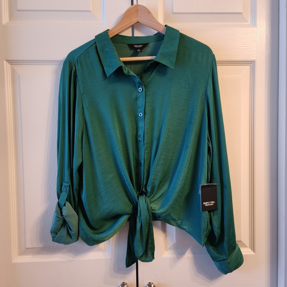 Simply Vera Vera Wang Emerald Button-Down Blouse